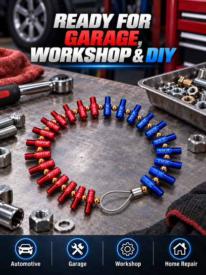 🔩 26-Piece Nut & Bolt Thread Gauge – Metric & SAE Size Checker