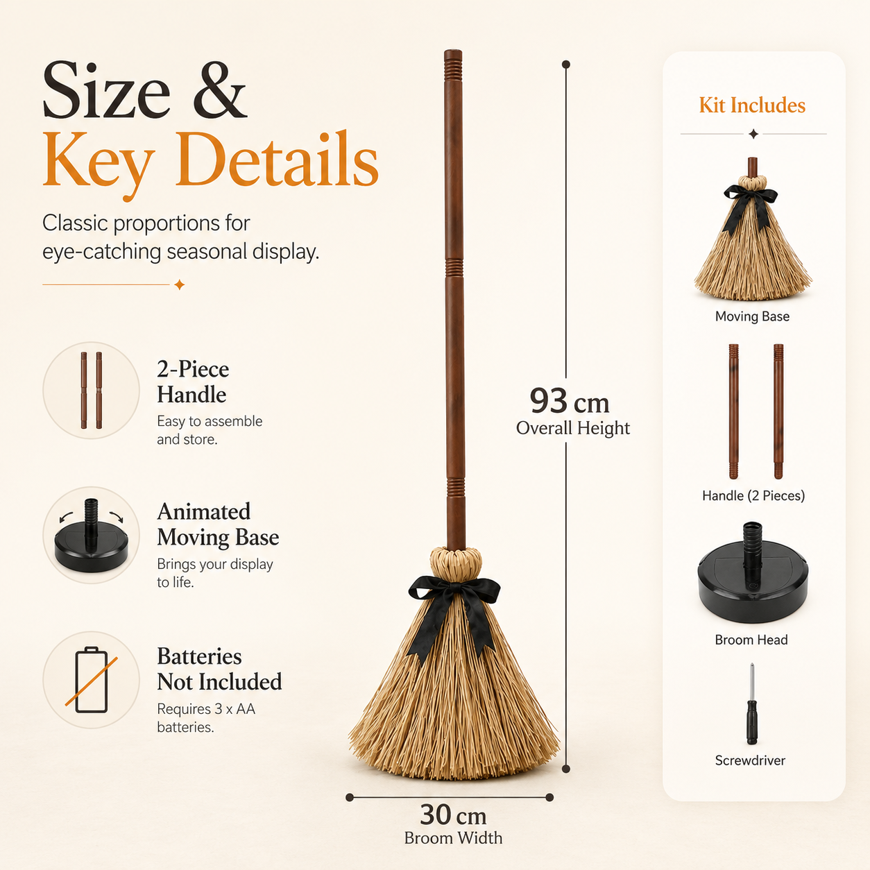 🧹 Animated Witch Broom Halloween Decor