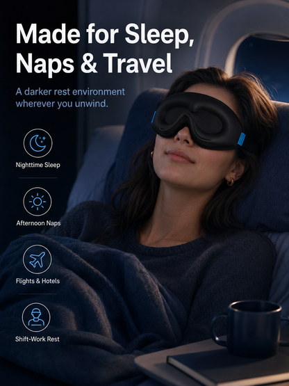😴 3D Zero-Pressure Blackout Sleep Mask – Lash-Friendly Contoured Memory Foam Eye Mask