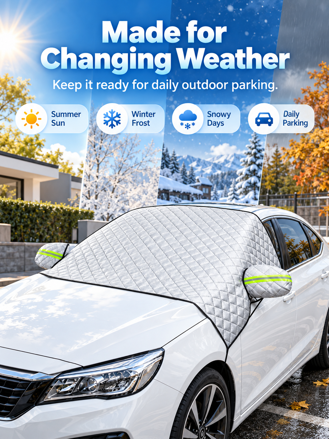🚗 Magnetic Windshield Cover – All-Season Sun, Snow & Frost Protector for Cars, SUVs & Trucks