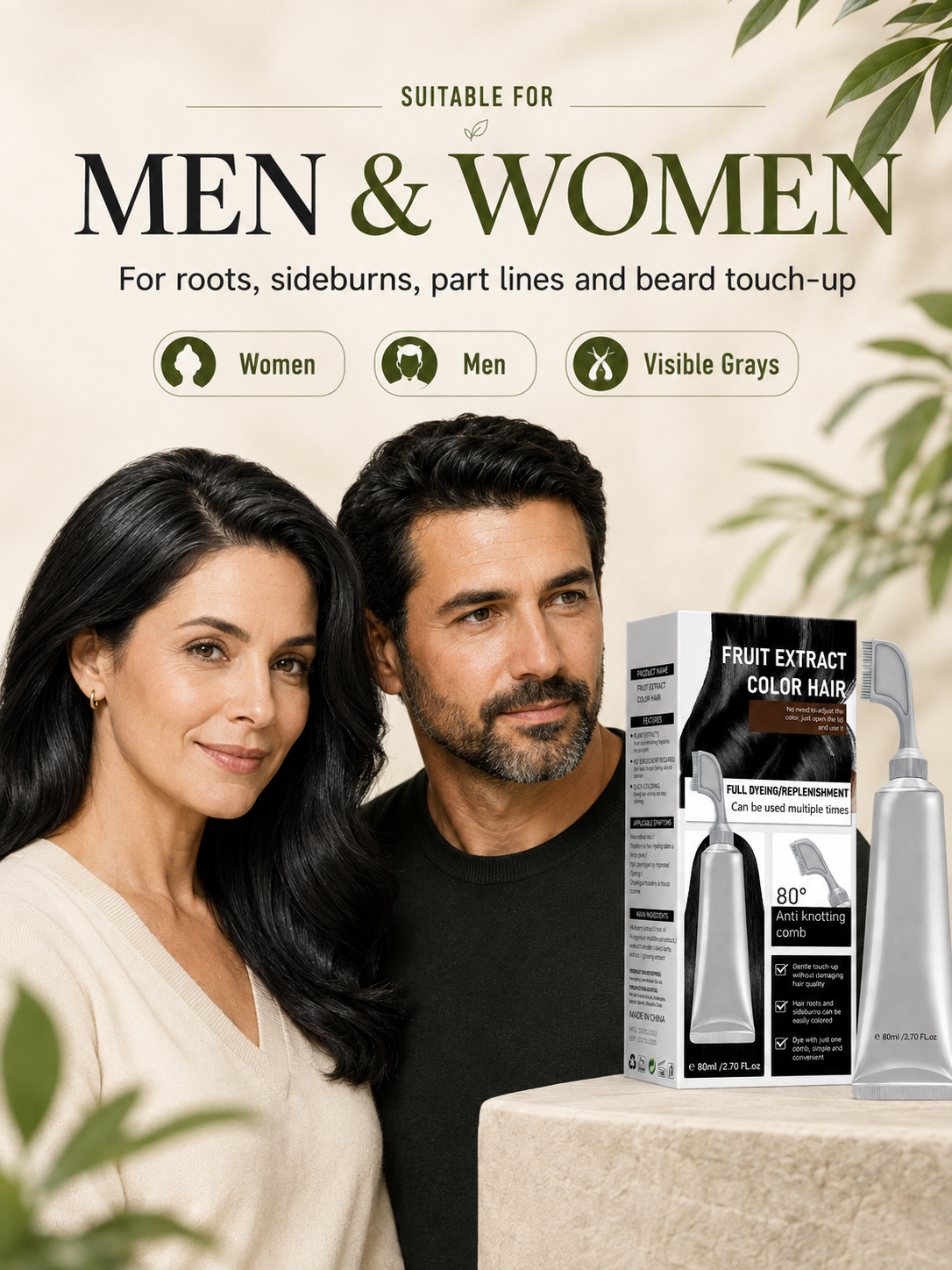 🔥Hot sell TODAY | Instant Gray Coverage Hair Dye Comb for Men & Women