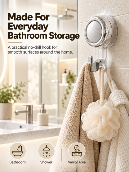 Suction Cup Hooks for Shower | Waterproof No Drill Wall Hooks