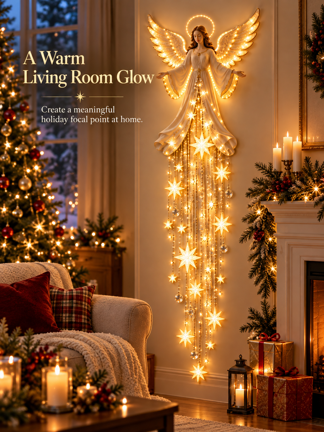✨🔥 Angel Blessing Starfall Wall Light – Heavenly Christmas Wall Decor