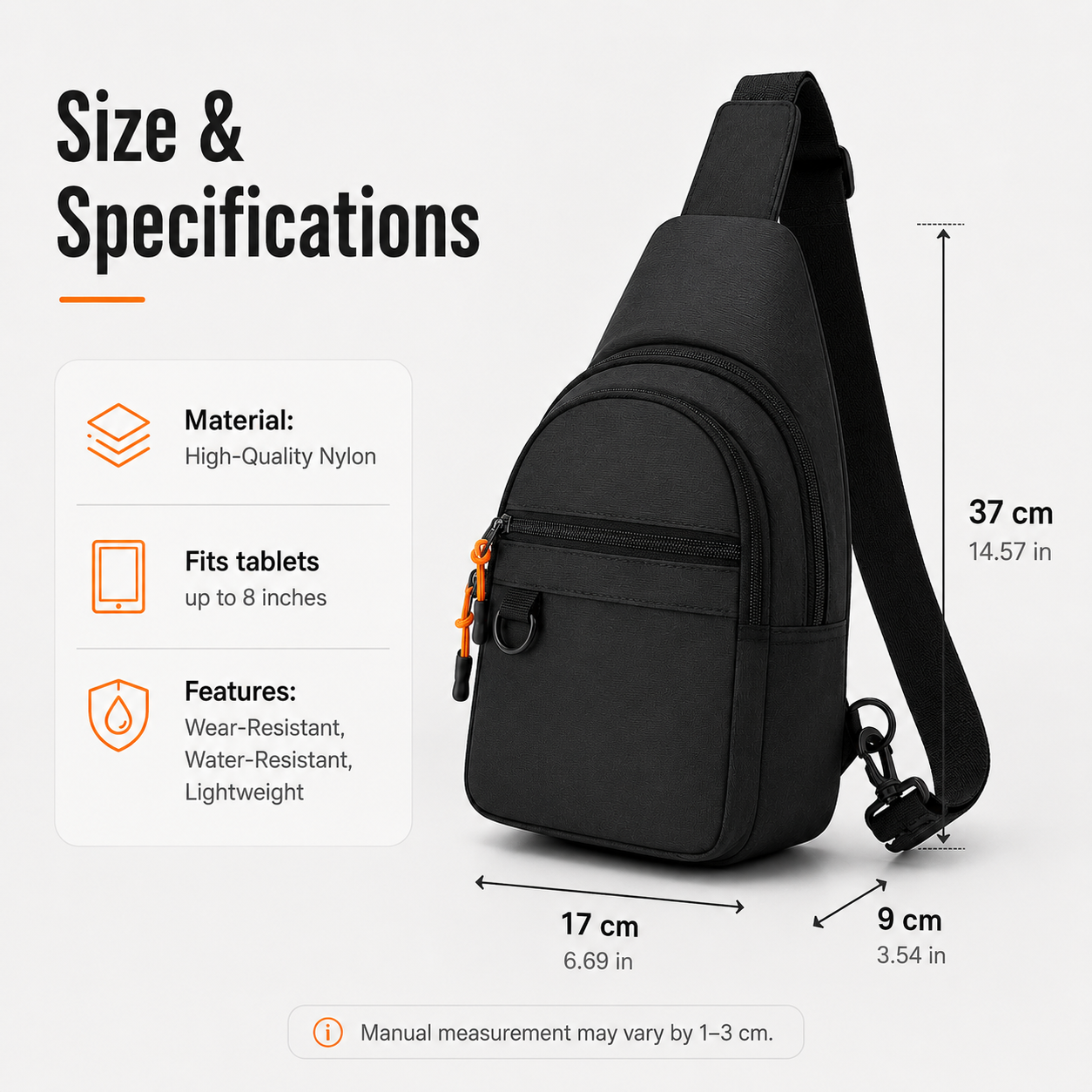 Waterproof Multi-pocket Crossbody Sling Bag