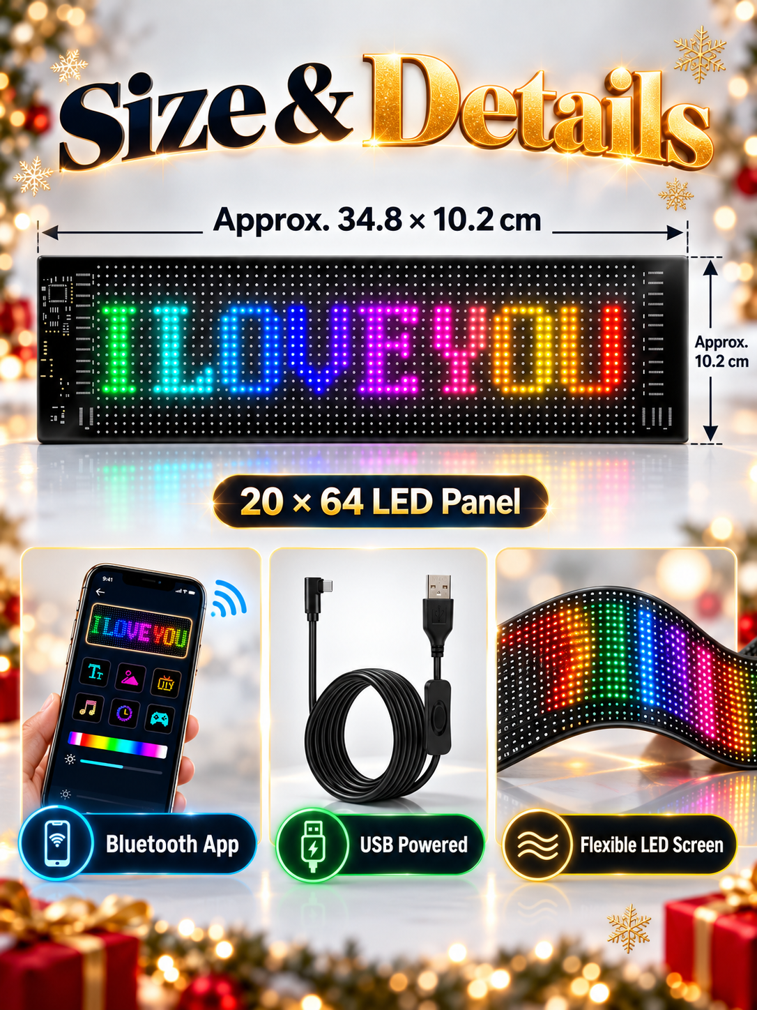 🎄 Christmas LED Car Rear Window Display – App-Controlled Flexible Pixel Screen