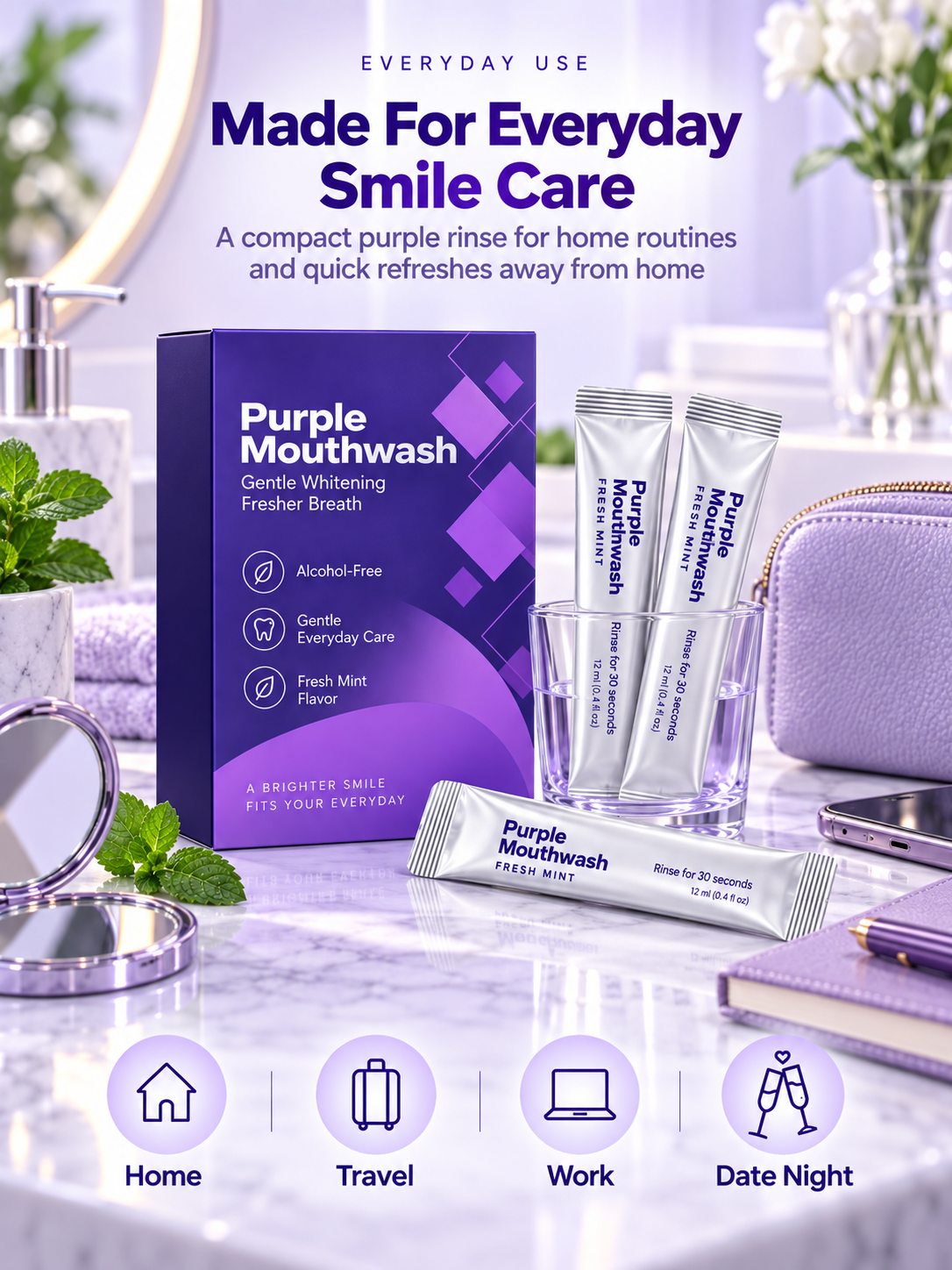 💜 Purple Color-Correcting Mouthwash – A Brighter-Looking Smile in 30 Seconds✨