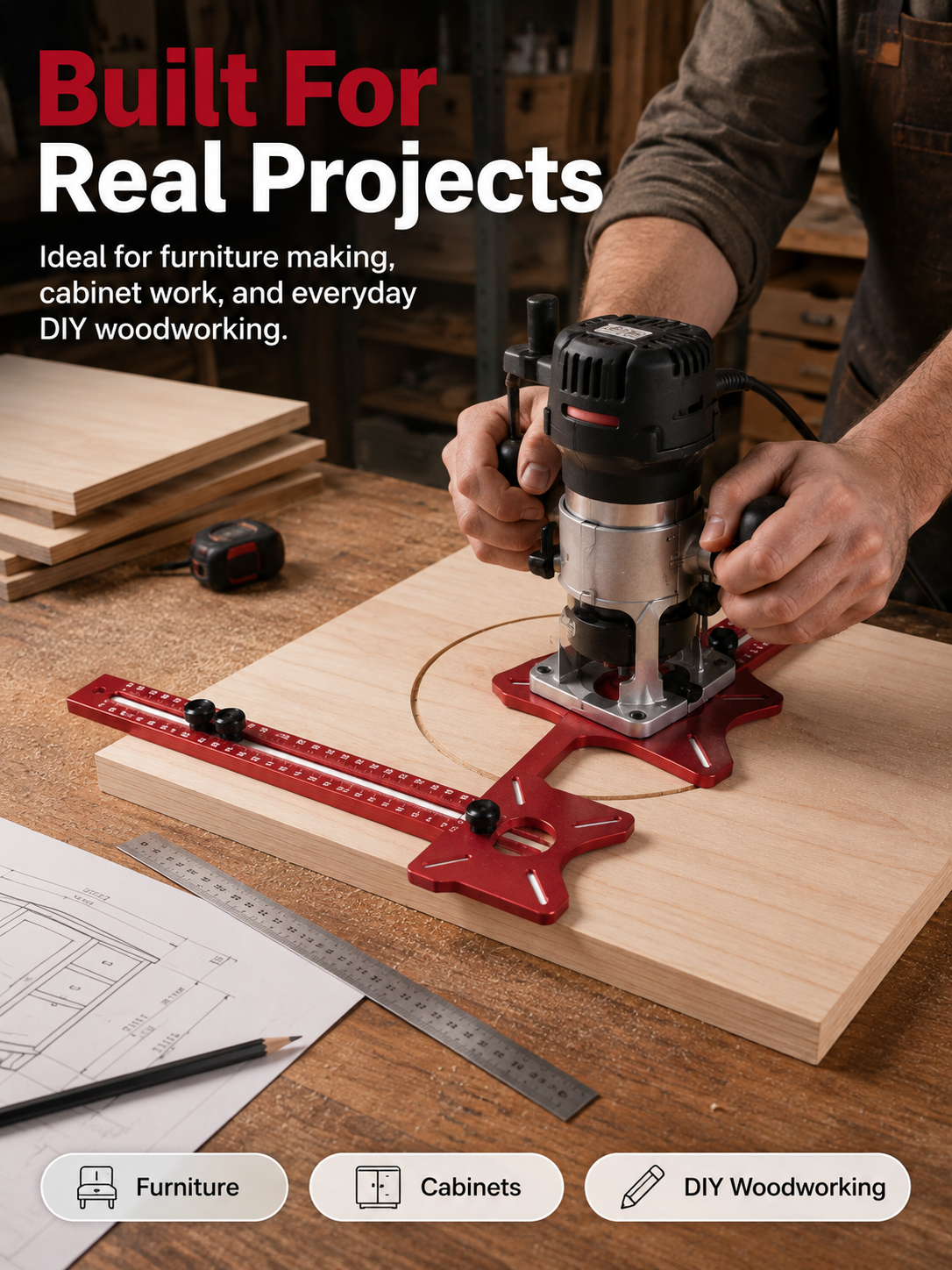 📏3-in-1 Router Circle Cutting Guide