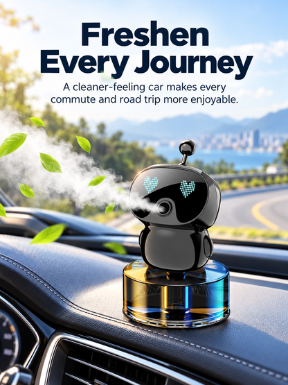 🤖 Smart Car Air Freshener – Rechargeable LED Expression Aroma Diffuser For A Fresh & Fun Drive