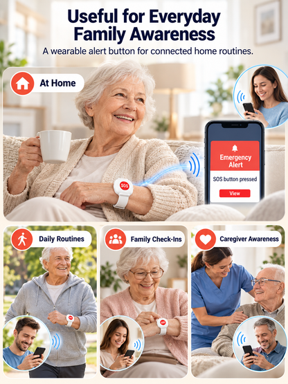 🚨 One-Touch WiFi SOS Alert Bracelet – Instant Family App Notifications, IP67 Water Resistance & Rechargeable Design