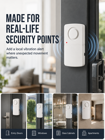 🚨 Wireless Door & Window Vibration Alarm – Smart Home Security Sensor