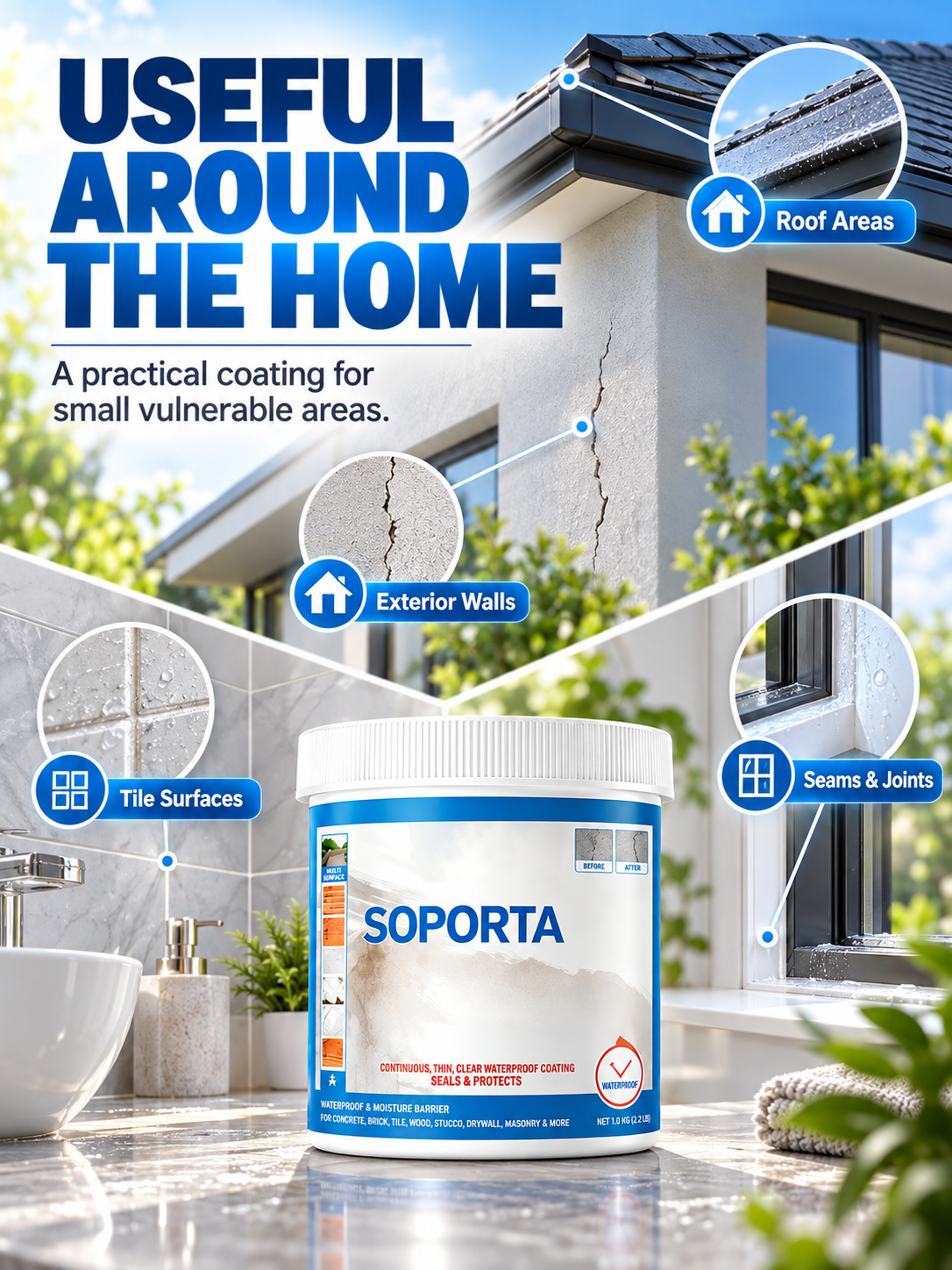 💧 Clear Waterproof Repair Sealant – Invisible Brush-On Leak Protection for Roofs, Tiles & Walls 🏠✨