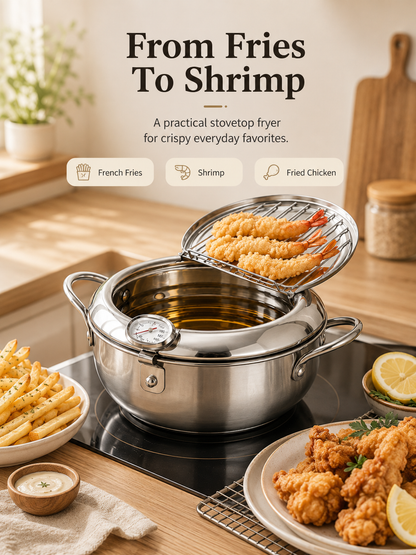 🔥304 Stainless Steel Deep Fryer Pot
