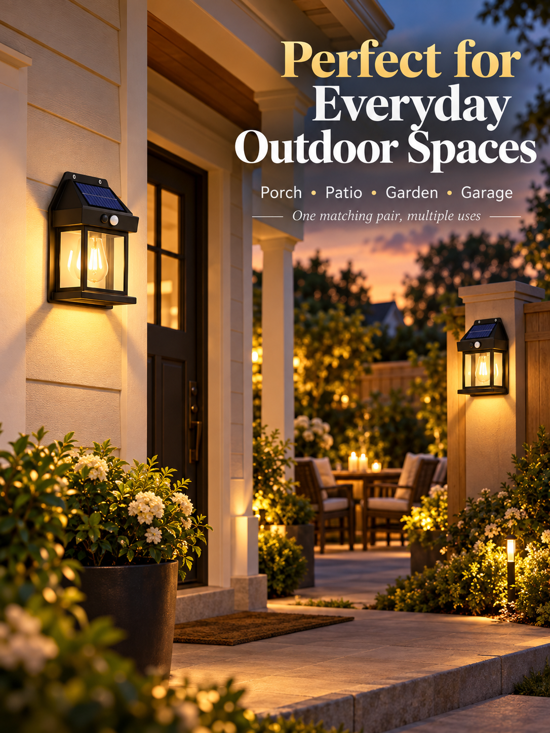☀️ 2-Pack Solar Motion Sensor Wall Lights | Warm Glow Outdoor Lanterns 🏡