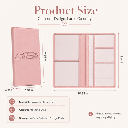 🚗 Car Registration & Insurance Document Holder | Premium PU Leather Organizer