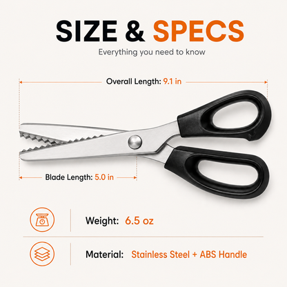 ✂️ Professional Pinking Shears – Stainless Steel Zigzag Fabric Cutting Scissors