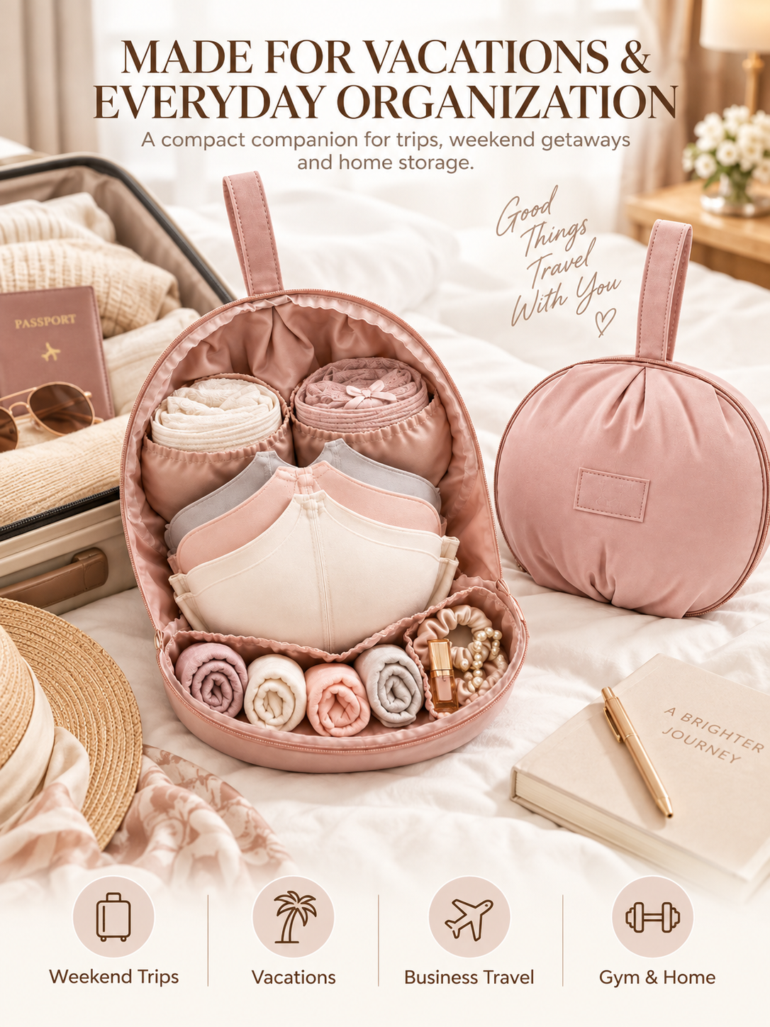 Travel Underwear Organizer Bag – Multi-Compartment Bra & Lingerie Packing Case