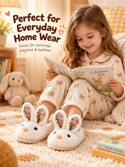 🐰 Cozy 3D Bunny Plush Slippers for Kids – Soft Warm Indoor House Shoes