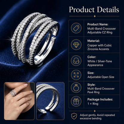 🎁Adjustable Multi-Band Crossover Ring