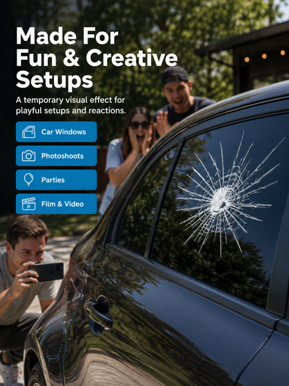 💥 3D Car Window Shatter Prank Decal