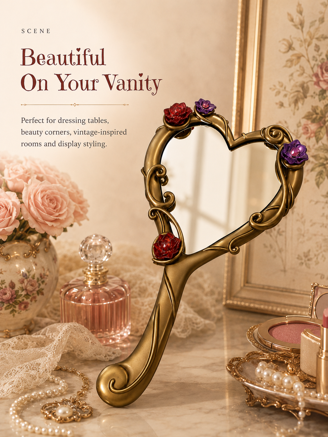 🪞Vintage Heart-Shaped Handheld Mirror