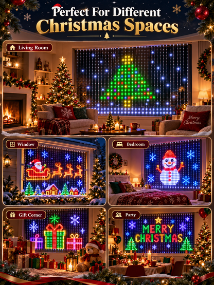🎄 DIY Christmas Pixel Curtain Lights – App-Controlled 400 LED Animated Display