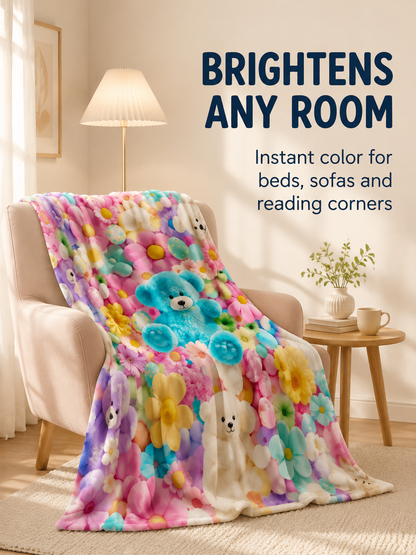 🐻🌈Colorful Bear Flannel Blanket