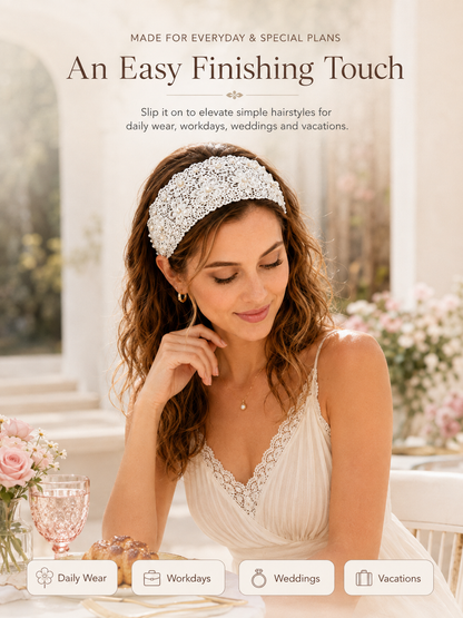 💫Plum Blossom Hollow Beaded Wide Headband