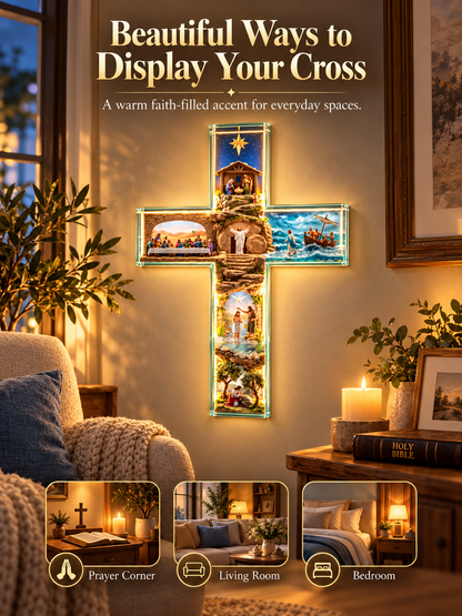 ✝️ Illuminated Jesus Cross Wall Decor – Lighted Christian Faith Art & Meaningful Religious Gift