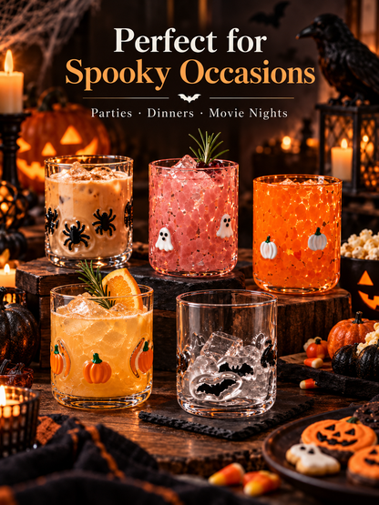 🎃 Festive 3D Appliqué Glass Tumbler – Halloween & Christmas Holiday Drinkware
