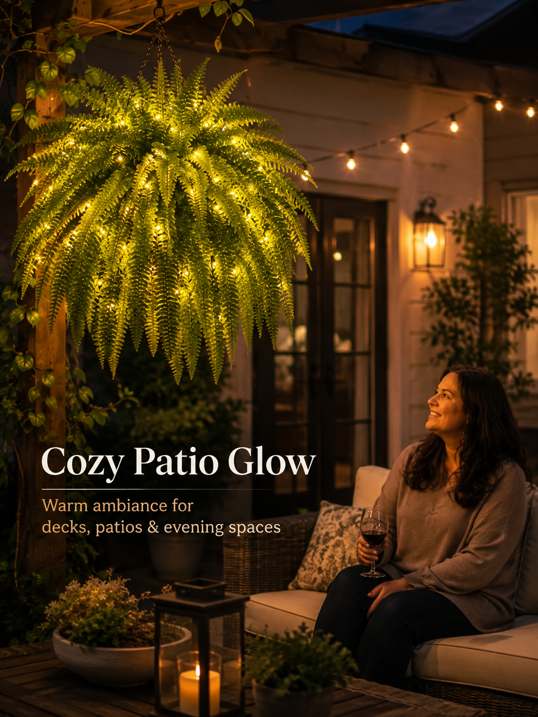 Glowing Boston Ferns with Lights – 🌿 Zero Watering, Zero Maintenance