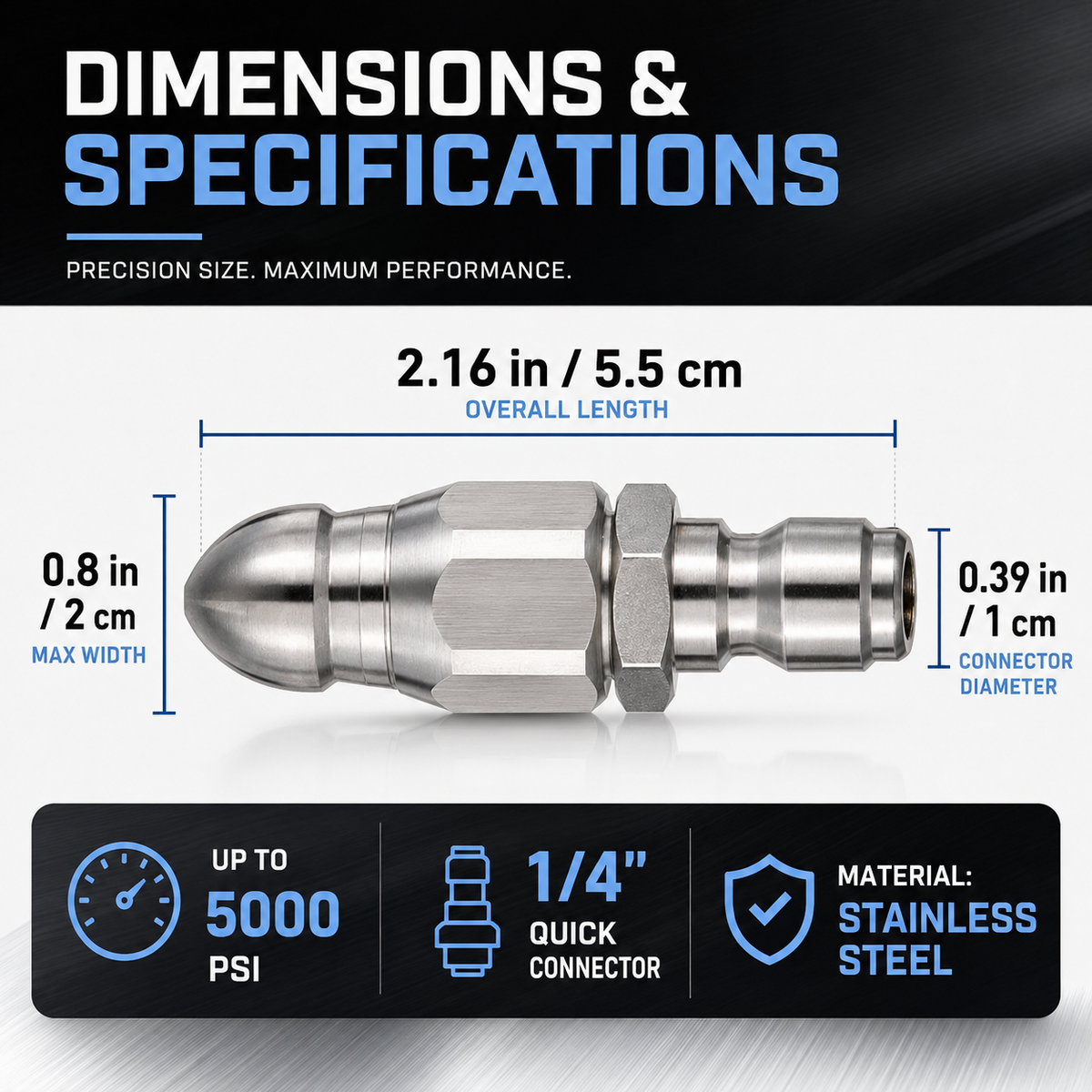🚿 Powerful Stainless Steel Sewer Jetter Nozzle – Up to 5000 PSI for Deep Drain Cleaning! 💧