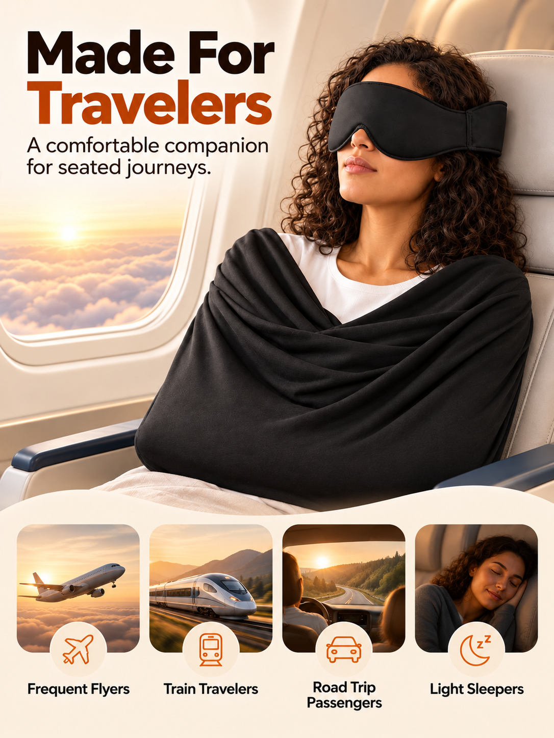 ✈️ Arm-Wrapping Travel Sleep System – Wraparound Comfort & Eye Coverage