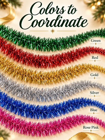 ✨ Metallic Tinsel Trim – Sparkling Decoration for Gift Wrapping & Holiday Crafts