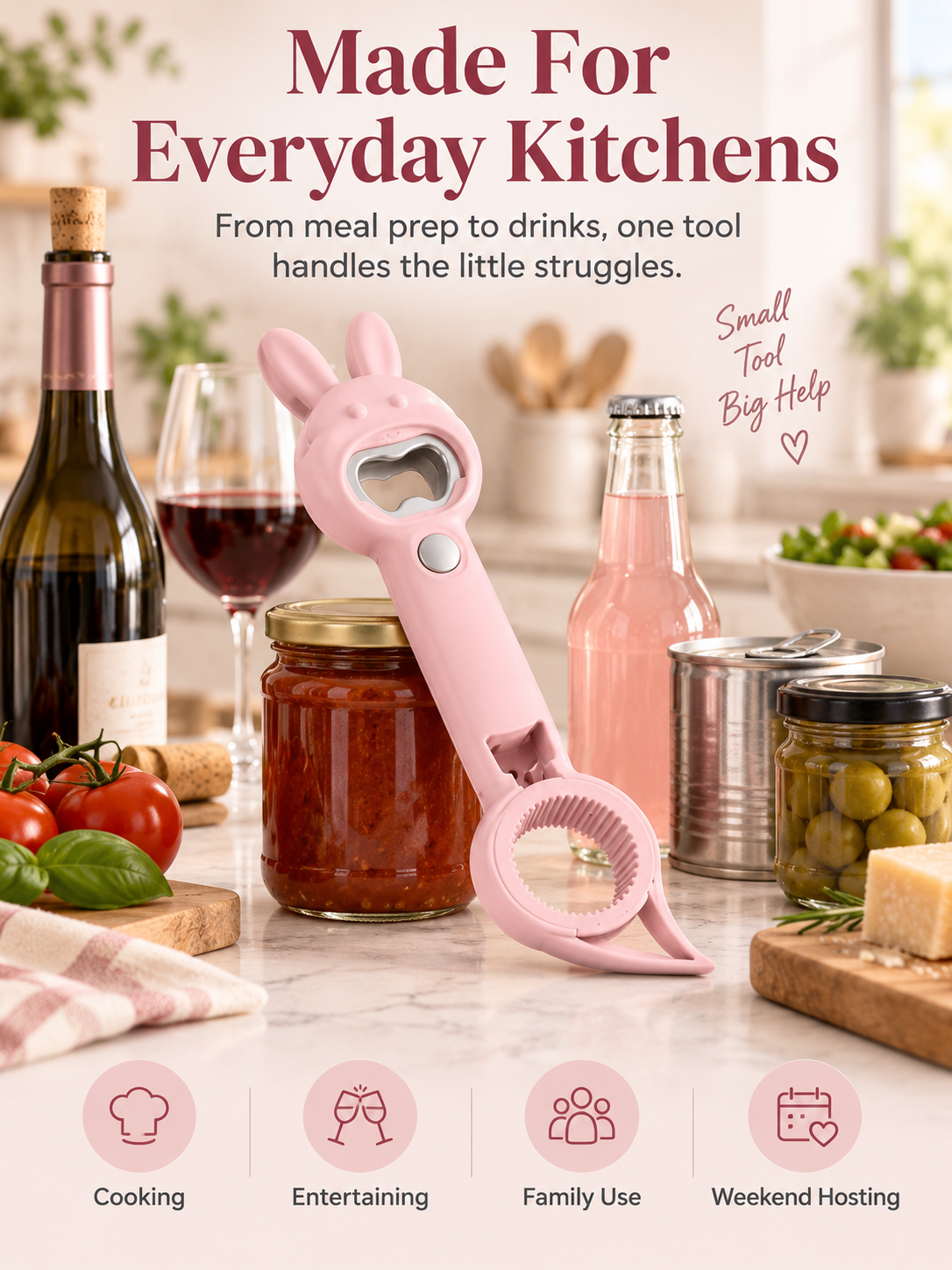 🐰 5-in-1 Magnetic Rabbit Kitchen Opener – Jar, Bottle, Can & Wine Helper