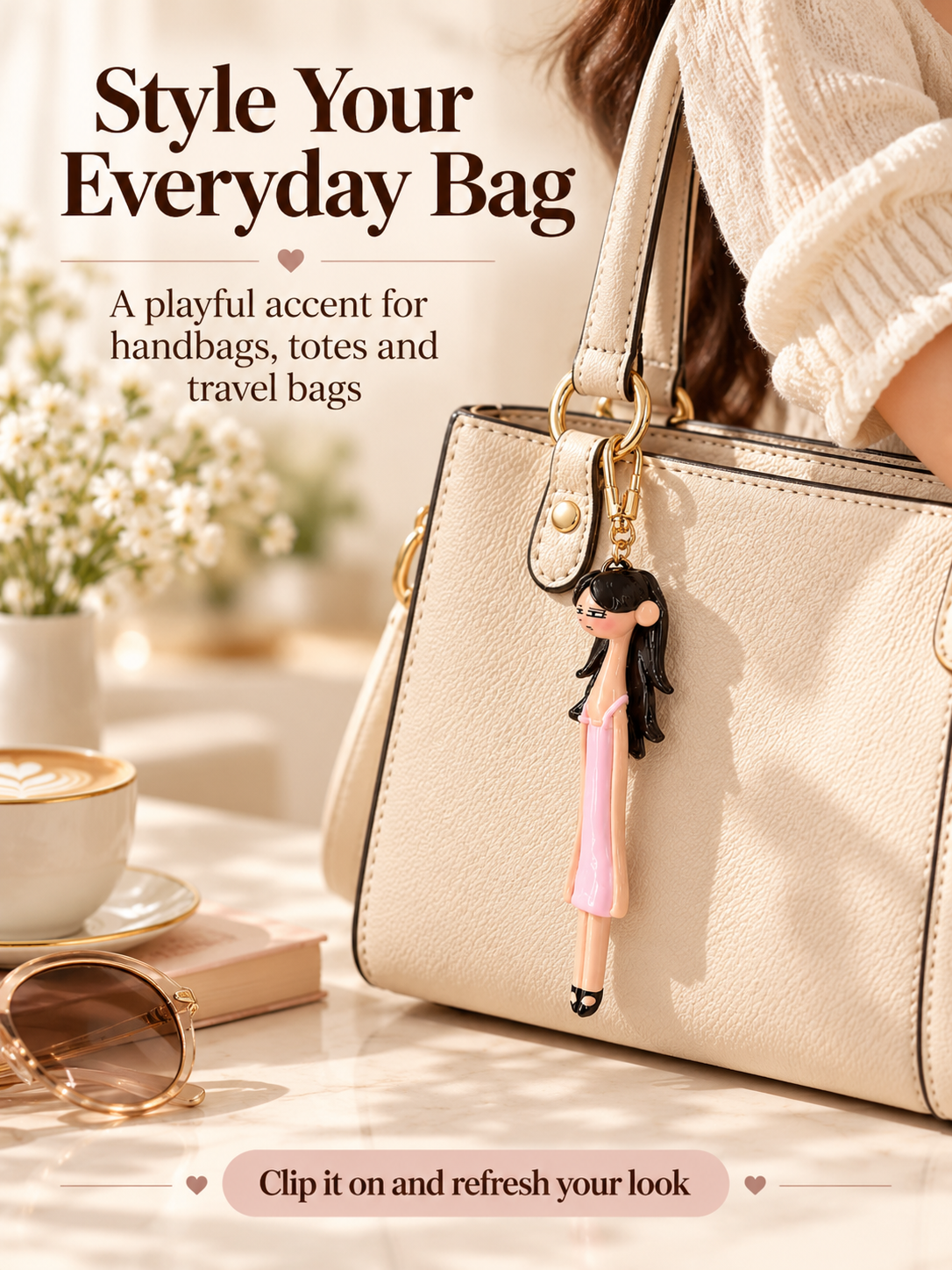 👗 Fashion Doll Bag Charm – Elegant Girl Keychain Pendant