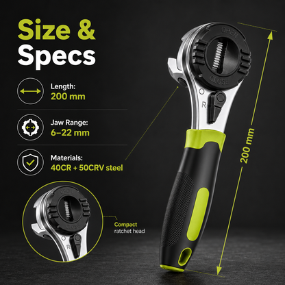 Adjustable ratchet wrench set, suitable for 6-22mm screws