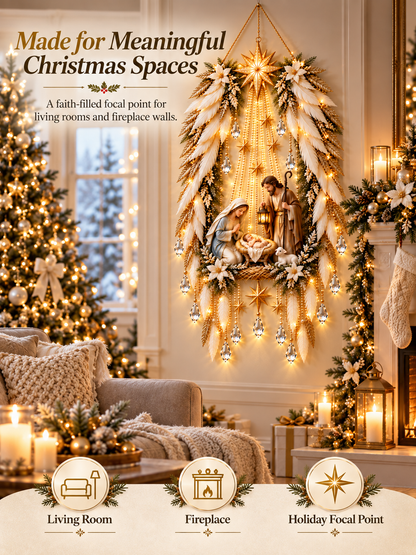 Angel Wings Nativity Light | Illuminated Christmas Wall Decor