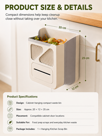 🥕 Hanging Kitchen Trash Bin – Cleaner Countertop Scrap Bin
