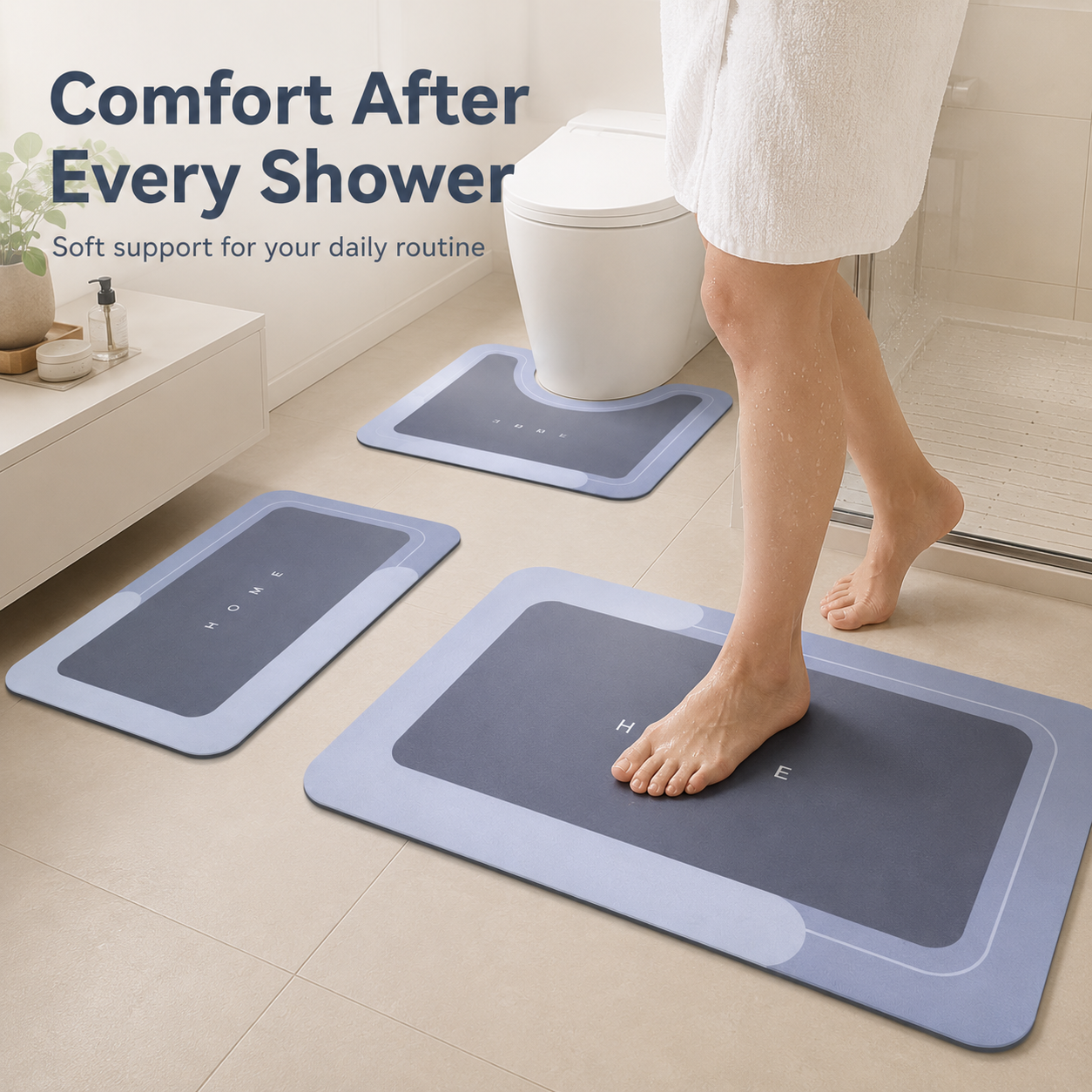 🛁 3-Piece Anti-Slip Bathroom Mat Set