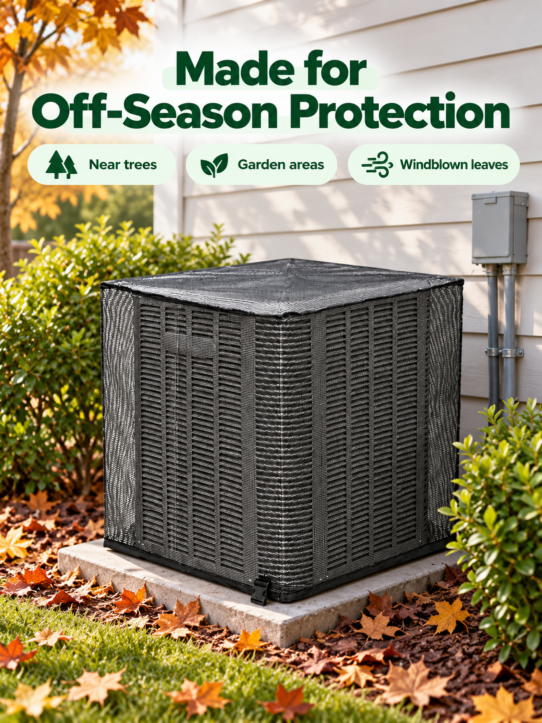 ❄️ Heavy-Duty Mesh AC Cover – All-Season Outdoor Protection
