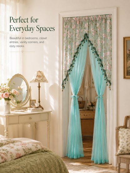 🌸 Extra-Wide Embroidered Beaded Doorway Curtain