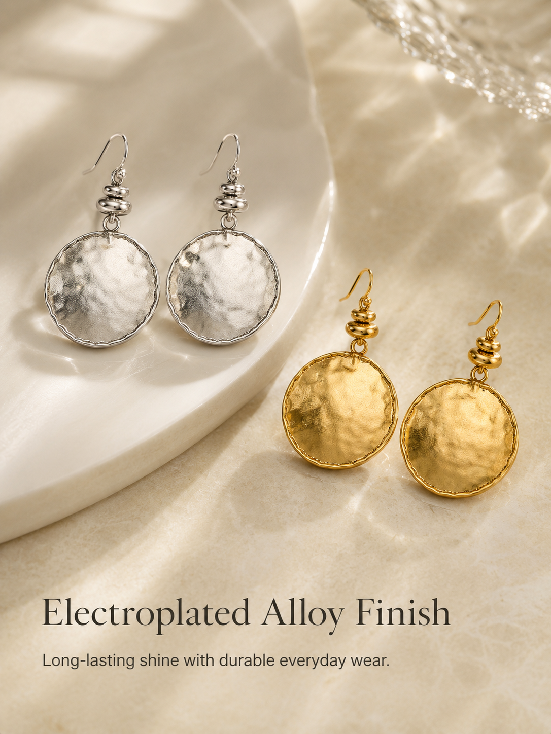 💫Vintage Hammered Metal Drop Earrings– Lightweight Geometric Statement Jewellery ✨