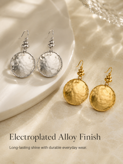 💫Vintage Hammered Metal Drop Earrings– Lightweight Geometric Statement Jewellery ✨