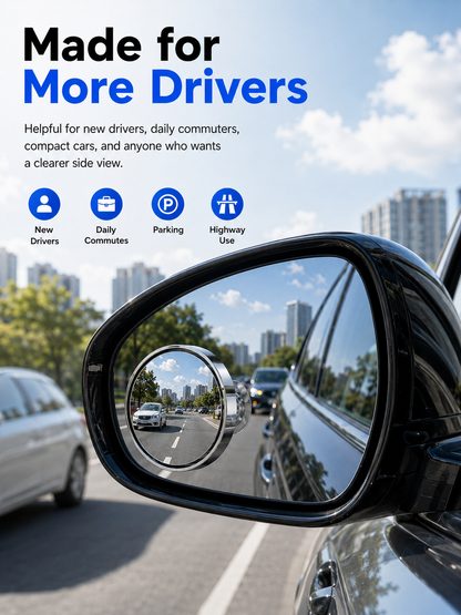 🚗 360° Adjustable Blind Spot Mirrors – Wide-Angle HD Car Side Mirror