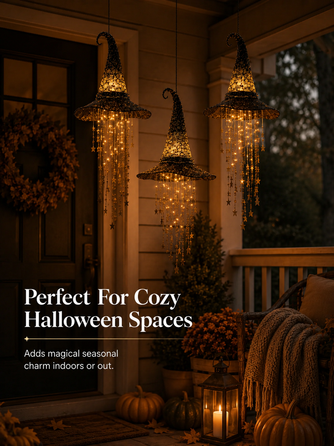 Lighted Witch Hat Hanging Chime