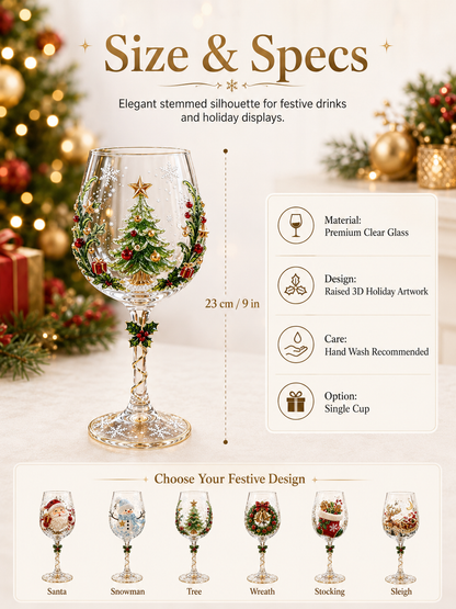 🎄 3D Christmas Collectible Stemmed Glass – 6 Festive Designs
