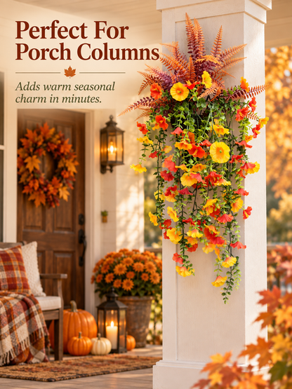 🍂 Cascading Autumn Floral Swag – Lush Fall Porch & Entryway Hanging Décor