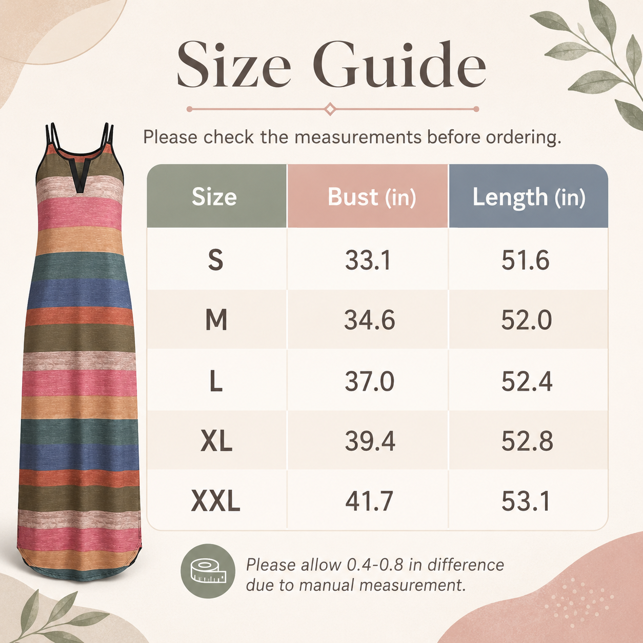 👗Colorful Striped Maxi Dress