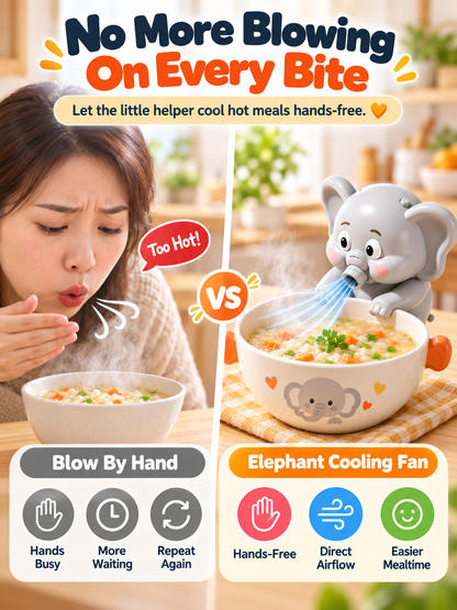 🐘 Hands-Free Food Cooling Fan – Cool Hot Meals Faster Without Blowing