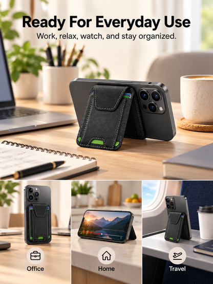 🧲 Magnetic Phone Wallet with Rotating Stand